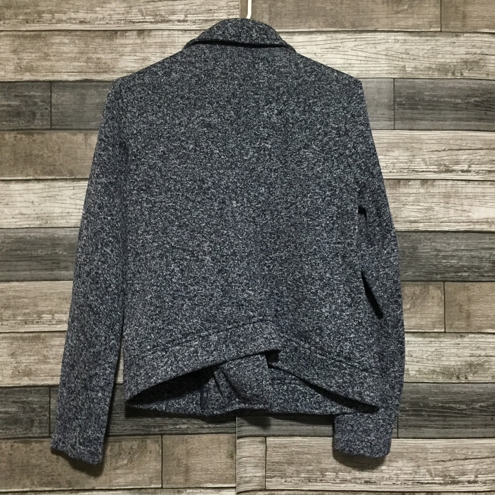 Banana Republic Fleece Jacket Women’s M Heather Navy Blue Asymmetrical Zip. - Picture 4 of 9
